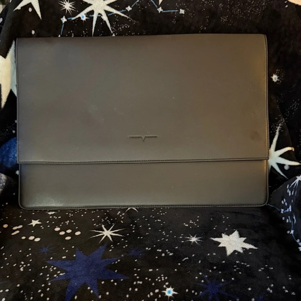 Elegant Black Leather Laptop/Tablet Bag